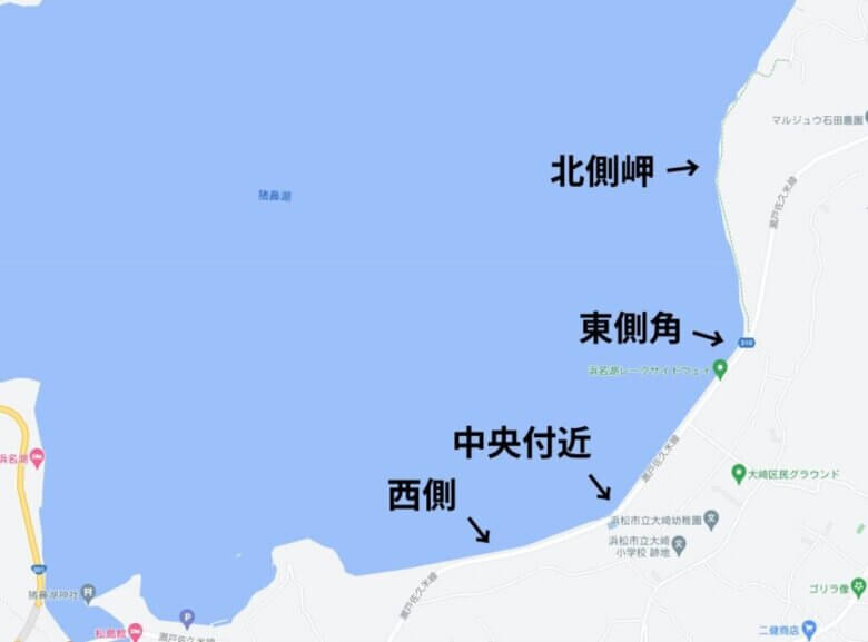 猪鼻湖　大崎　釣り場　水深　地形